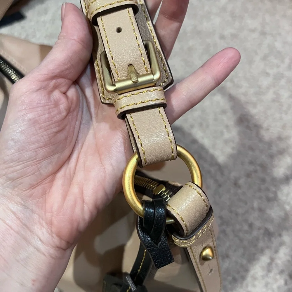 Dooney & Bourke tan and Black Leather Hobo Bag